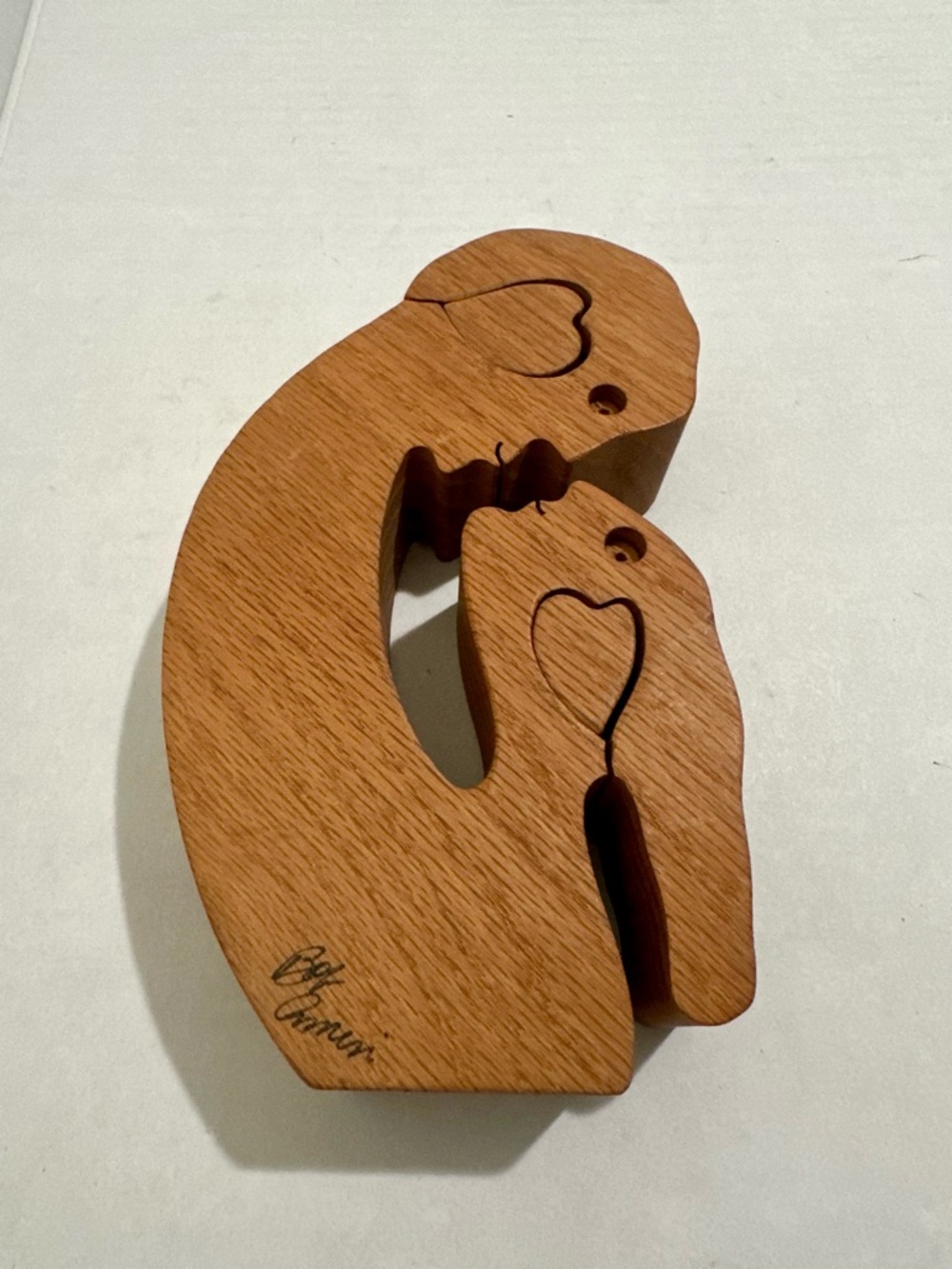 Vintage MCM Bob Ameri Signed Wooden Sculptures Kissing Couple Puzzle Figurines